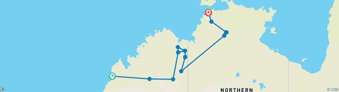 Image d'une carte montrant l'itinéraire du circuit