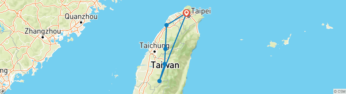 Image d'une carte montrant l'itinéraire du circuit