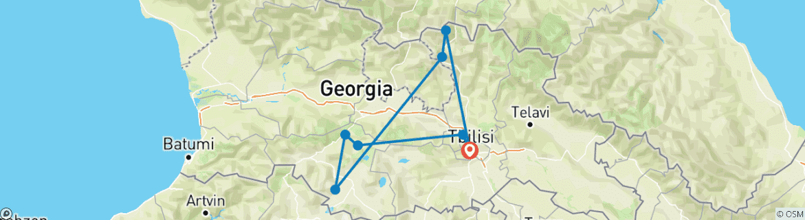 Image d'une carte montrant l'itinéraire du circuit
