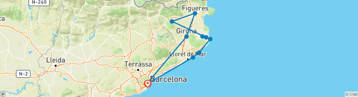 Image d'une carte montrant l'itinéraire du circuit
