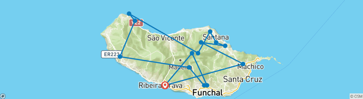 Image d'une carte montrant l'itinéraire du circuit