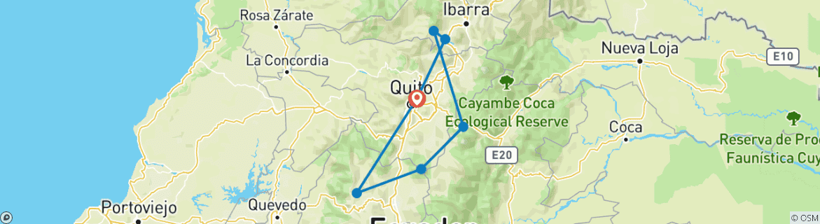 Karte mit der Reiseroute