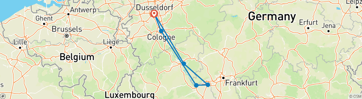 Image d'une carte montrant l'itinéraire du circuit