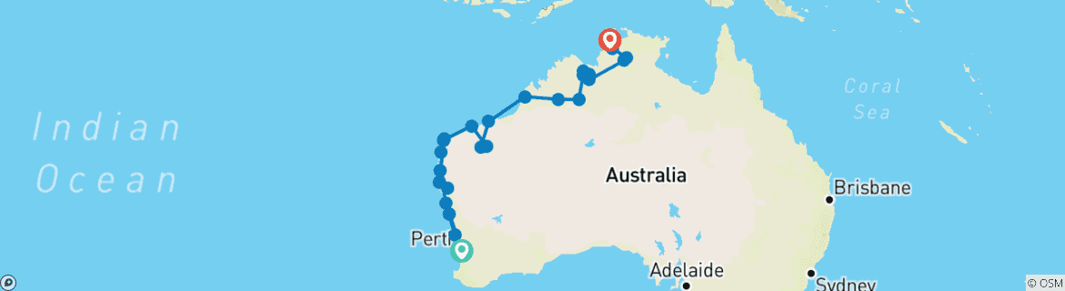 Image d'une carte montrant l'itinéraire du circuit