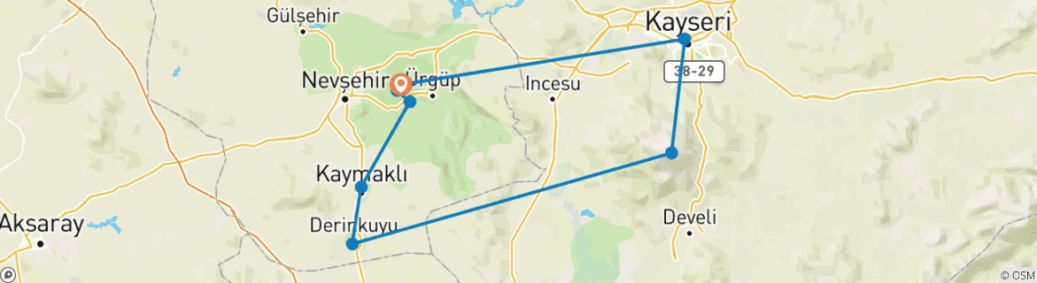 Image d'une carte montrant l'itinéraire du circuit