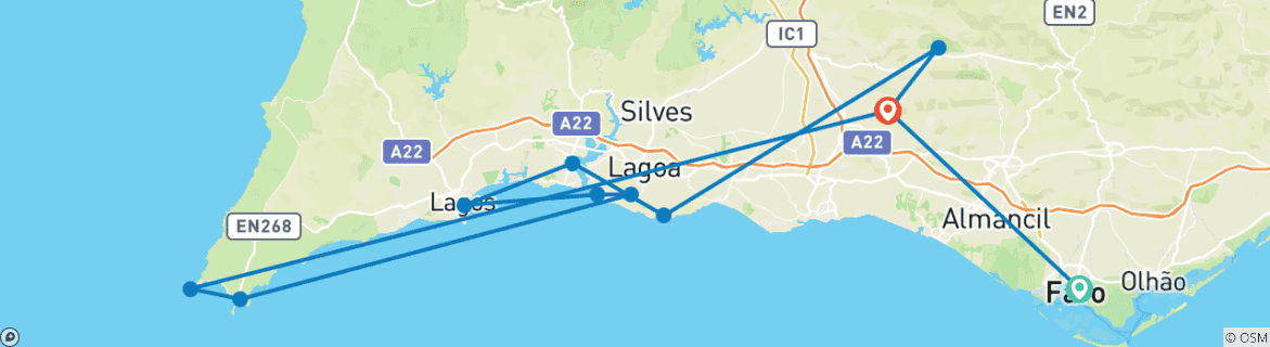 Karte mit der Reiseroute