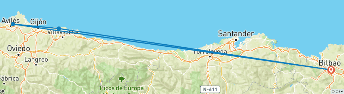 Image d'une carte montrant l'itinéraire du circuit