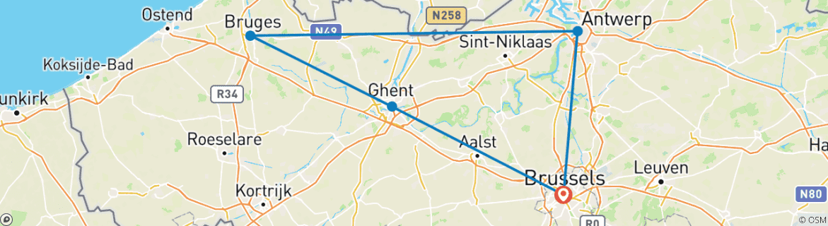 Image d'une carte montrant l'itinéraire du circuit