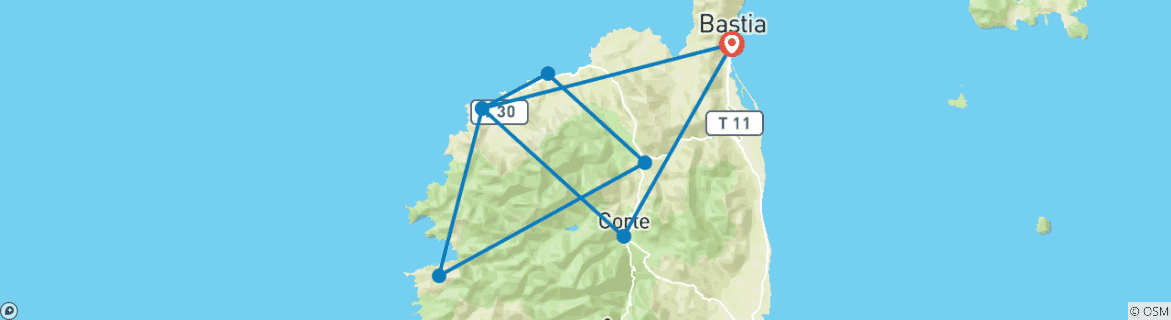 Image d'une carte montrant l'itinéraire du circuit