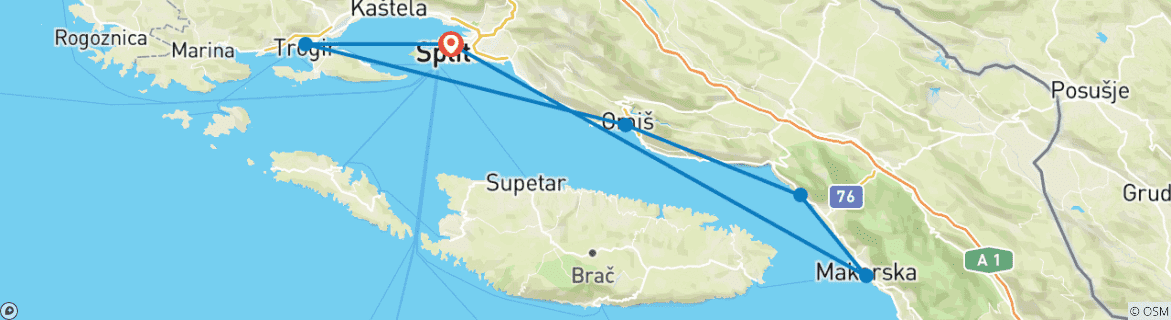 Image d'une carte montrant l'itinéraire du circuit