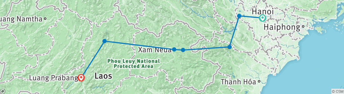 Karte mit der Reiseroute