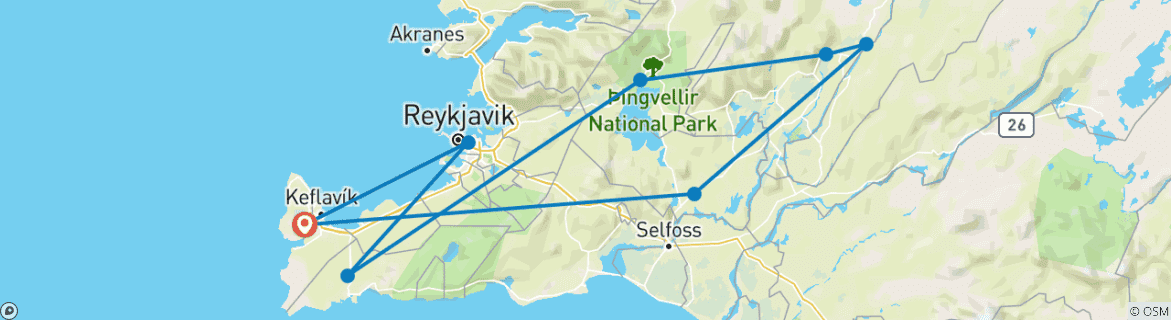 Image d'une carte montrant l'itinéraire du circuit