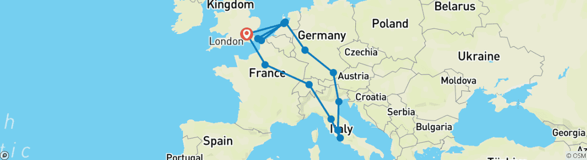 Image d'une carte montrant l'itinéraire du circuit
