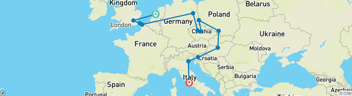 Image d'une carte montrant l'itinéraire du circuit