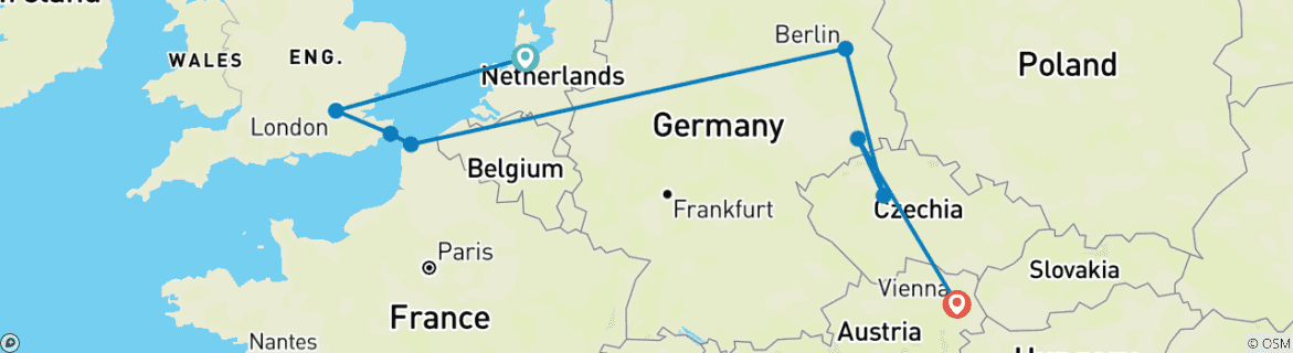 Image d'une carte montrant l'itinéraire du circuit