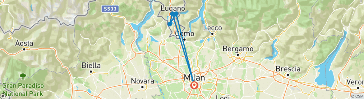 Image d'une carte montrant l'itinéraire du circuit