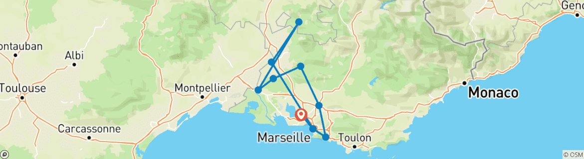 Image d'une carte montrant l'itinéraire du circuit