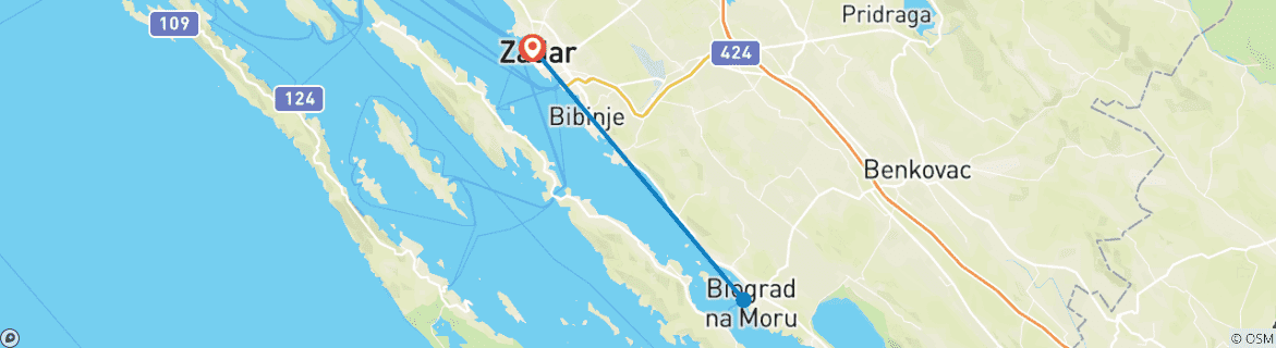 Image d'une carte montrant l'itinéraire du circuit