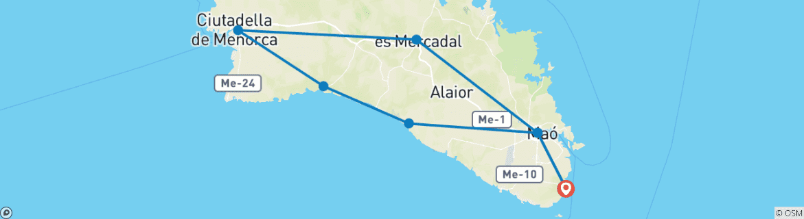 Image d'une carte montrant l'itinéraire du circuit