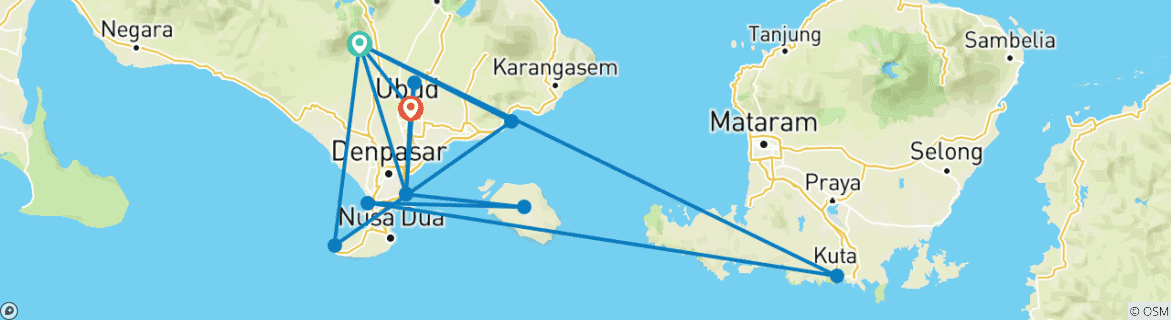 Image d'une carte montrant l'itinéraire du circuit
