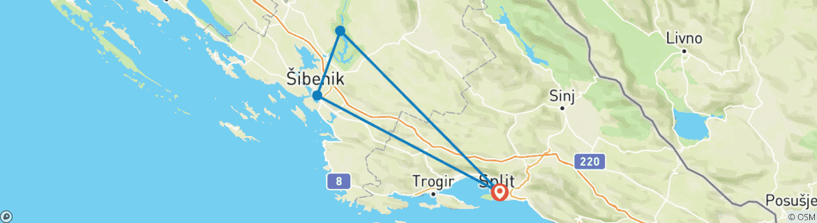 Image d'une carte montrant l'itinéraire du circuit