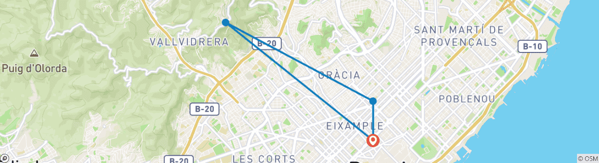 Image d'une carte montrant l'itinéraire du circuit