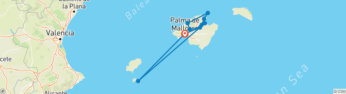 Image d'une carte montrant l'itinéraire du circuit