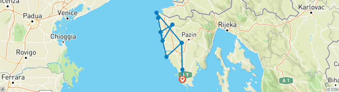 Karte mit der Reiseroute