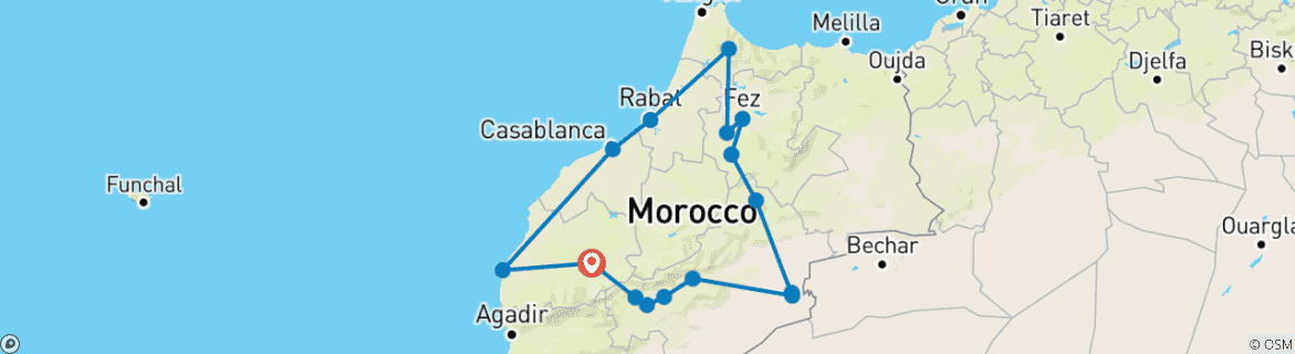 Image d'une carte montrant l'itinéraire du circuit