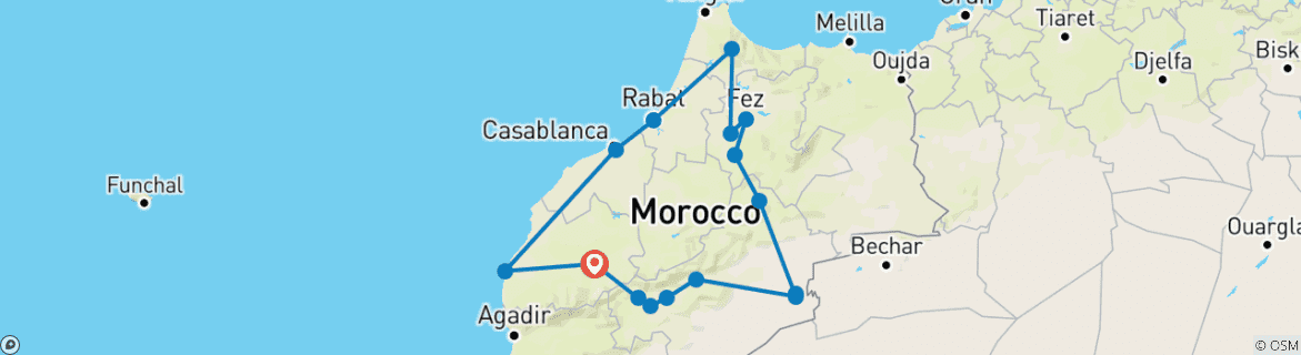 Image d'une carte montrant l'itinéraire du circuit