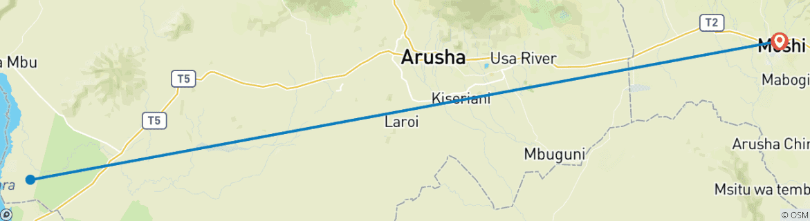Image d'une carte montrant l'itinéraire du circuit