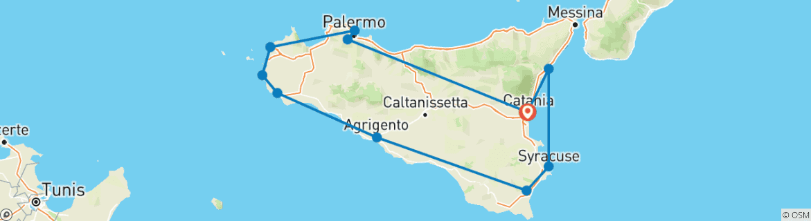 Image d'une carte montrant l'itinéraire du circuit