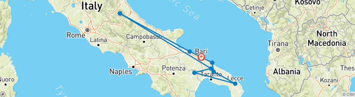 Image d'une carte montrant l'itinéraire du circuit