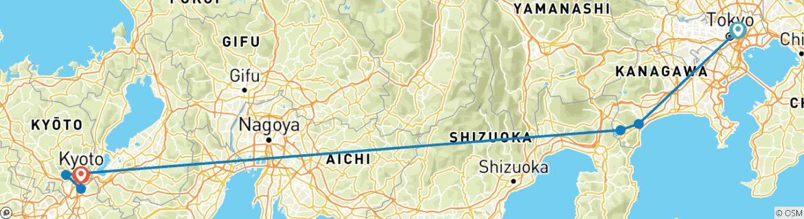 Image d'une carte montrant l'itinéraire du circuit