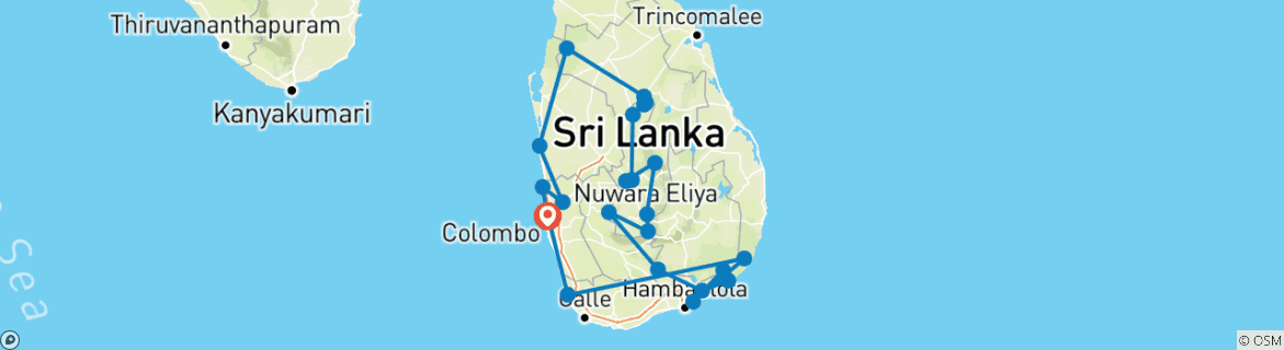 Karte mit der Reiseroute