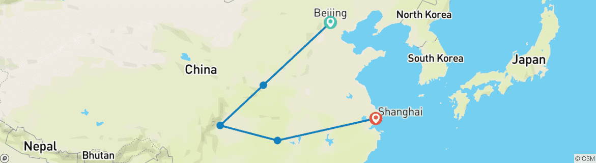Image d'une carte montrant l'itinéraire du circuit