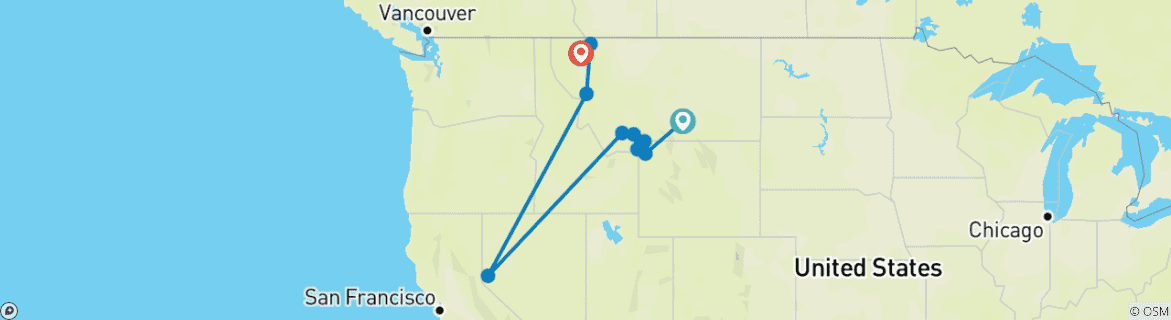 Image d'une carte montrant l'itinéraire du circuit