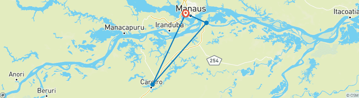 Image d'une carte montrant l'itinéraire du circuit