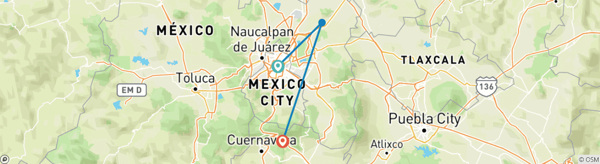 Image d'une carte montrant l'itinéraire du circuit