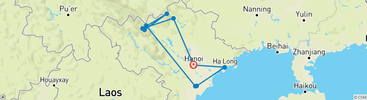 Image d'une carte montrant l'itinéraire du circuit