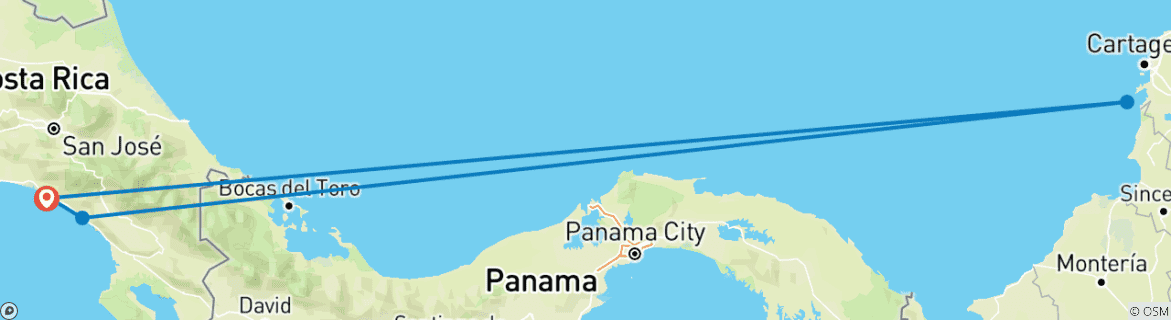 Image d'une carte montrant l'itinéraire du circuit