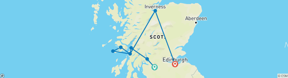 Image d'une carte montrant l'itinéraire du circuit