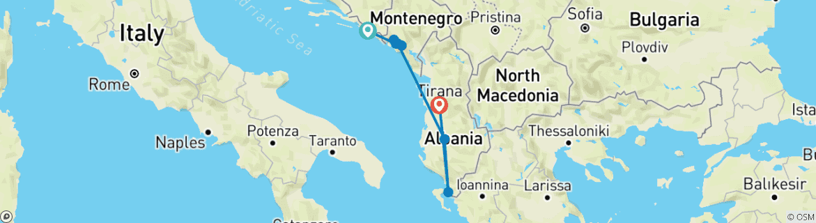 Image d'une carte montrant l'itinéraire du circuit