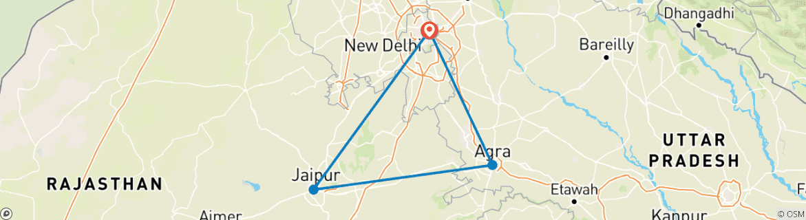 Image d'une carte montrant l'itinéraire du circuit