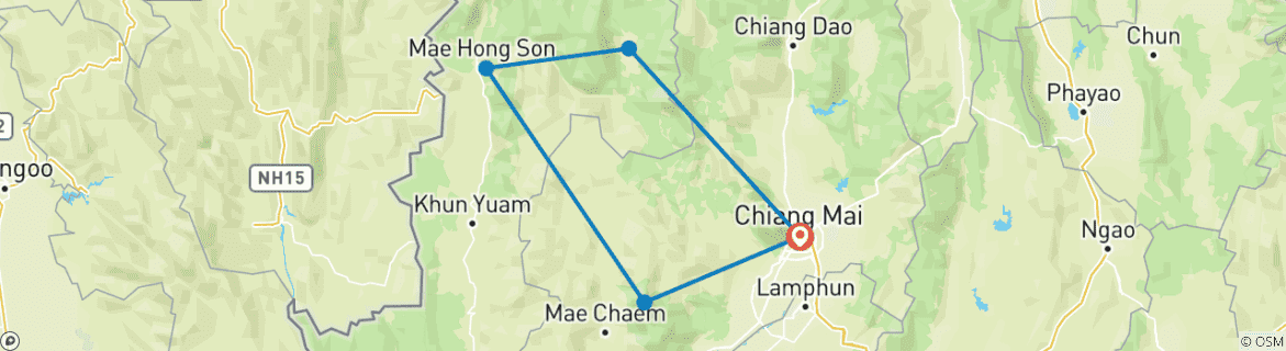 Image d'une carte montrant l'itinéraire du circuit