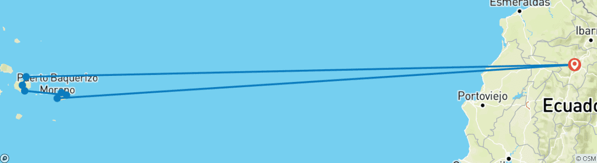 Image d'une carte montrant l'itinéraire du circuit