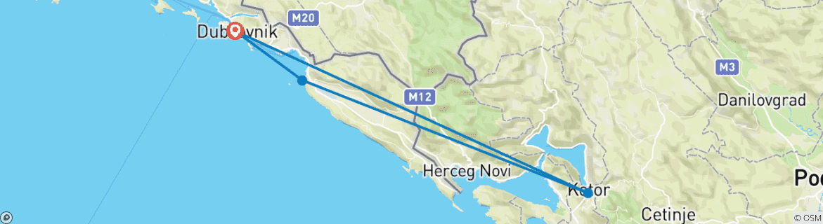 Image d'une carte montrant l'itinéraire du circuit