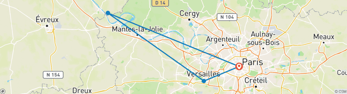 Image d'une carte montrant l'itinéraire du circuit