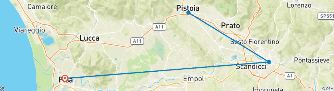 Image d'une carte montrant l'itinéraire du circuit