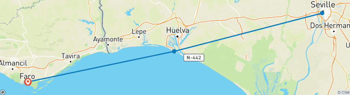 Image d'une carte montrant l'itinéraire du circuit